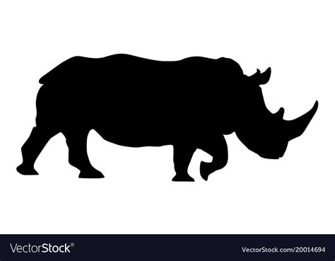 Rhino. Black silhouette. Vector illustration isolated on white background. Download a Free ...