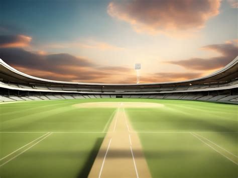 Premium Photo | Cricket Stadium Top view on cricket pitch