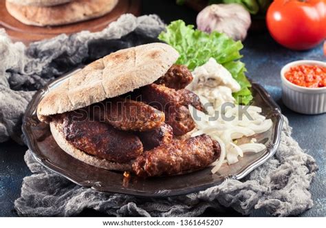 Cevapcici Cevapi Served Lepinja Bread Onion Stock Photo 1361645207 ...