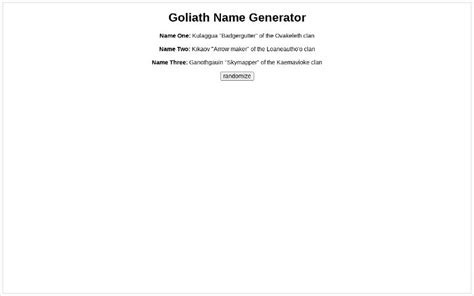 Goliath Name Generator