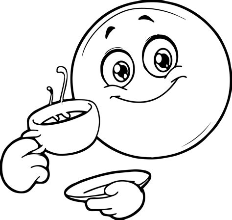 Coffee Smiley Emoticon Coloring Page - Wecoloringpage.com