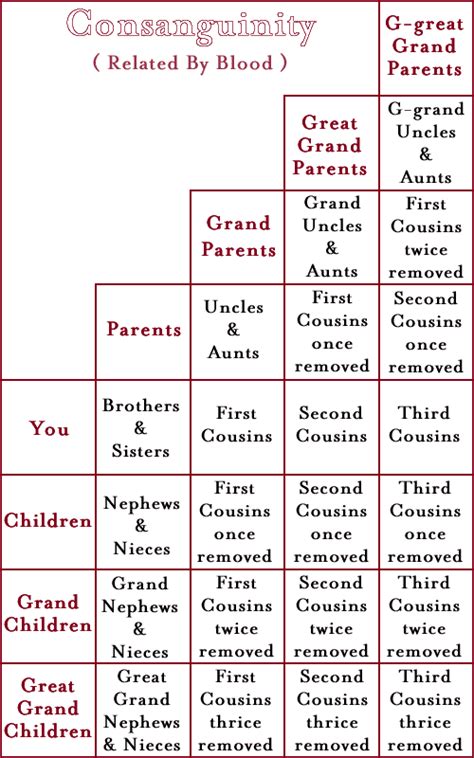 Table of Consanguinity | Table, Family tree, Life hacks