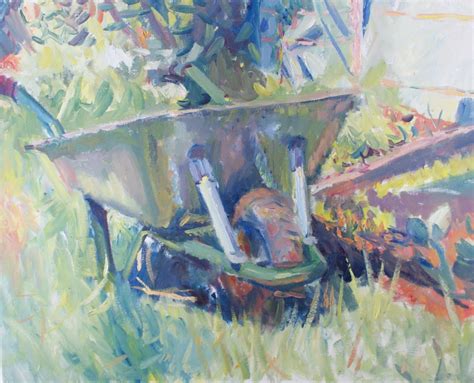 Wheelbarrow in the Garden | Painting, Art, Oil painting on canvas