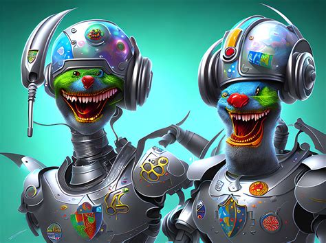 AI Joke - Funny Cheerful Robot, Generative AI Illustration Digital Art by Miroslav Nemecek - Pixels