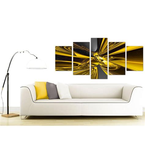 Extra Large Abstract Canvas Prints in Yellow and Black