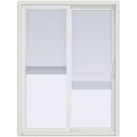 JELD-WEN 60 in. x 80 in. V-4500 White Prehung Right Hand Sliding Vinyl Patio Door with Blinds ...