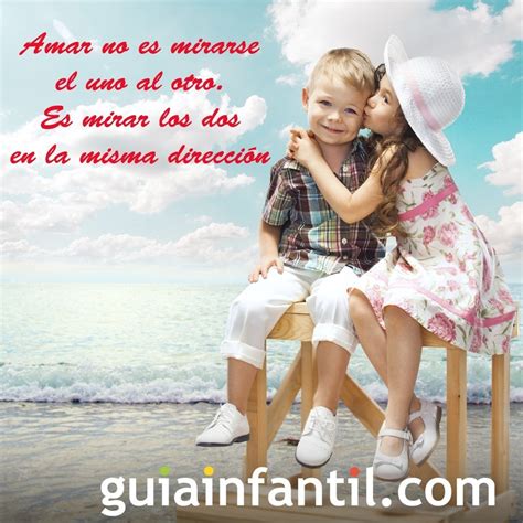 Tarjeta con dos niños para San Valentín. Frases de amor para imprimir