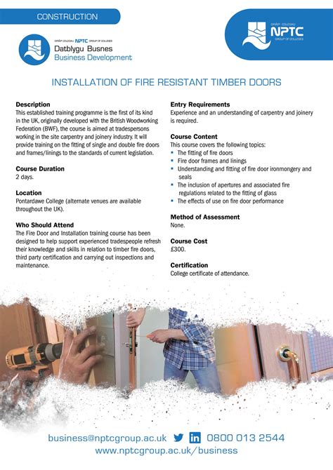 Installation of Fire Resistant Timber Doors - NPTC Group of Colleges