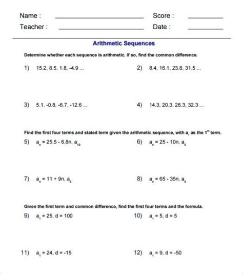 algunproblemita: Arithmetic Sequence Worksheet