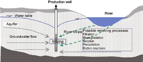 Schematic diagram of riverbank filtration technique. | Download Scientific Diagram