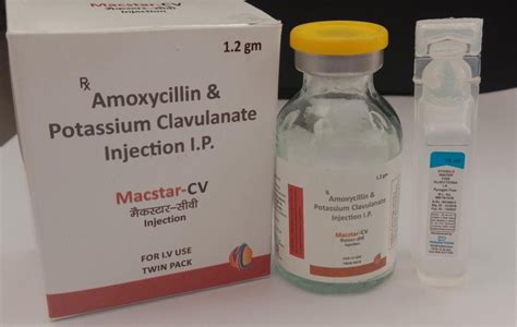 Macstar-CV Amoxicillin And Potassium Clavulanate Injection IP, 1.2 Gm, Rs 132 /box | ID: 22383154697