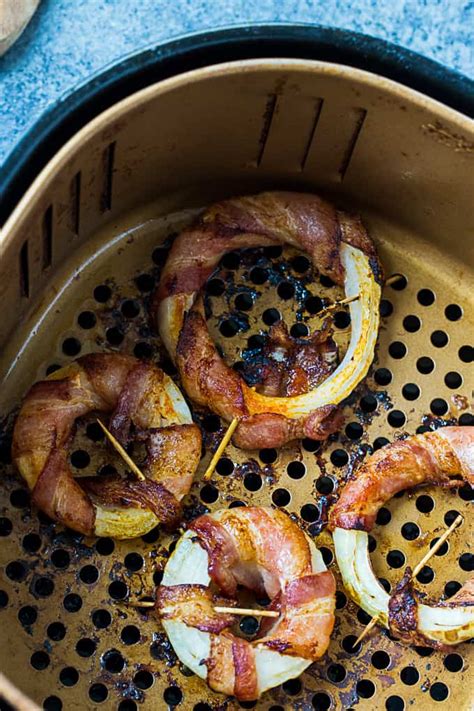 Air Fryer Bacon-Wrapped Onion Rings - Skinny Southern Recipes