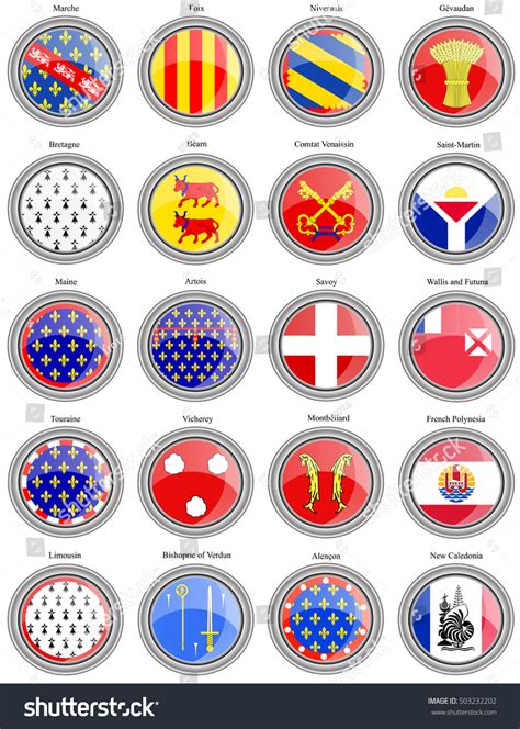 Set of icons. Regions of France flags. - Royalty Free Stock Vector 503232202 - Avopix.com