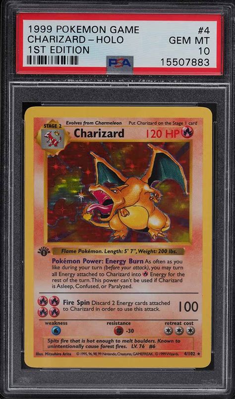 1999 Pokemon Base Set 1st Edition Shadowless Holo Charizard #4 PSA 10 GEM MINT | PWCC Marketplace