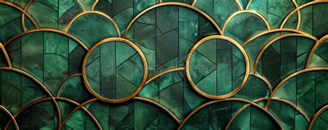 Art Deco Emerald Green and Gold Geometric Pattern, Close-up. Luxury ...