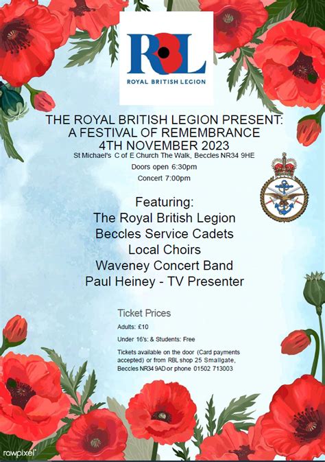 THE ROYAL BRITISH LEGION PRESENT: A FESTIVAL OF REMEMBRANCE – Beccles ...