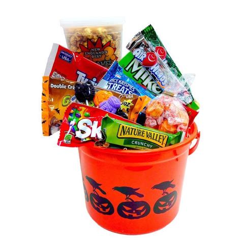 Halloween Candy Gift Basket Orange Lantern Pumpkin Trick Or Treating ...