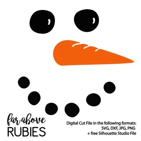 Snowman Face with Carrot Nose SVG & DXF Digital Cut file for