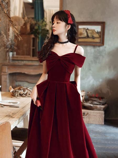 Wine Red Velvet Off Shoulder Long Evening Dress, Dark Red Party Dress ...