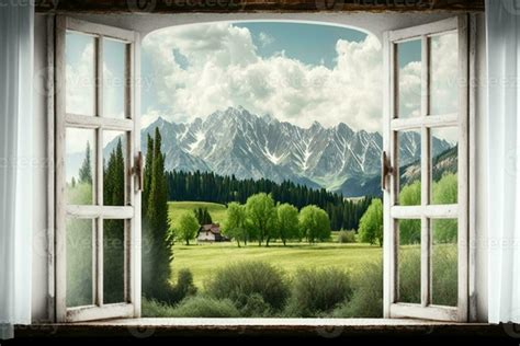 Landscape nature view background. view from window AI Generated ...