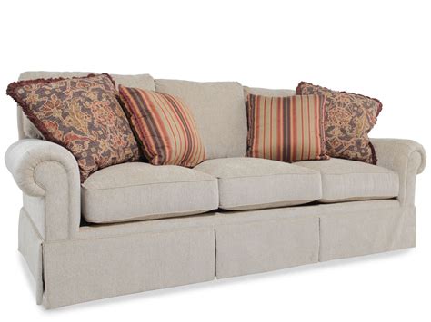 Skirted Rolled Arm Sofa in Light Brown | Mathis Brothers Furniture