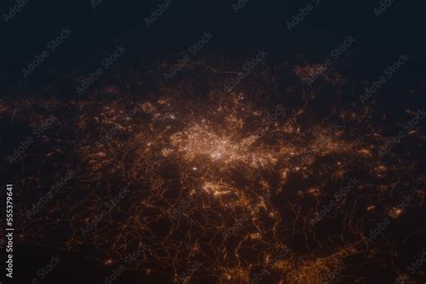 Aerial shot on Jerusalem (Israel) at night, view from east. Imitation ...