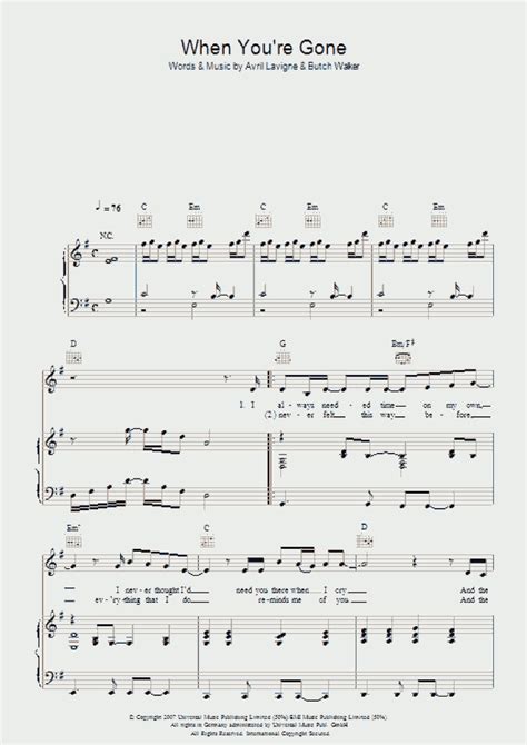 When You're Gone Piano Sheet Music | OnlinePianist