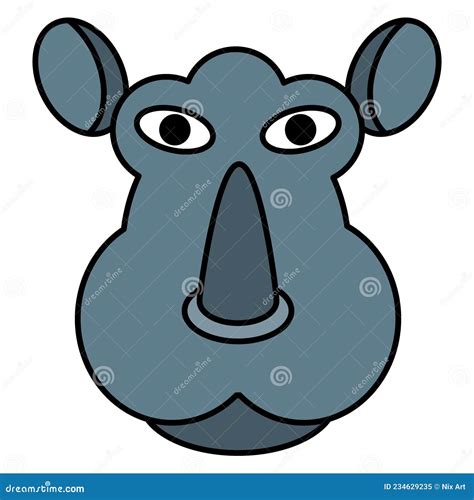 Cute Cartoon Rhino Face.vector Illustration Stock Vector - Illustration ...