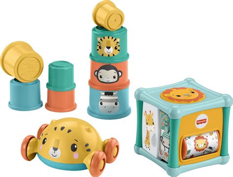 Fisher-Price Sit & Crawl Gift Set Baby Infant Toys with Stacking Cups ...