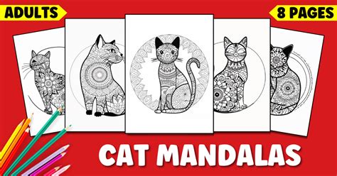 Printable Cat Mandala Coloring Pages