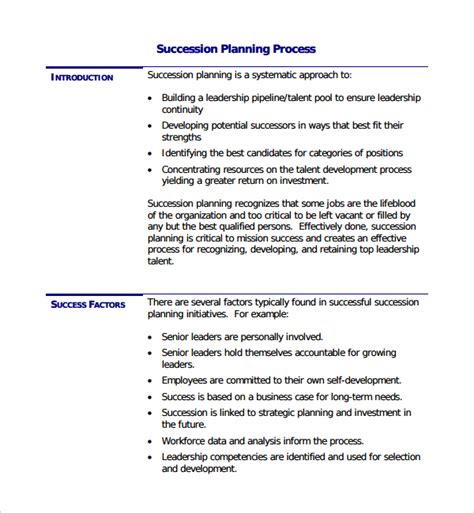 FREE 9+ Sample Succession Planning Templates in PDF | MS Word