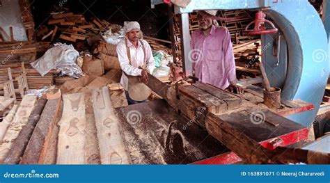 Indian Sawmill Wood Worker Working on Factory in India Oct 2019 ...