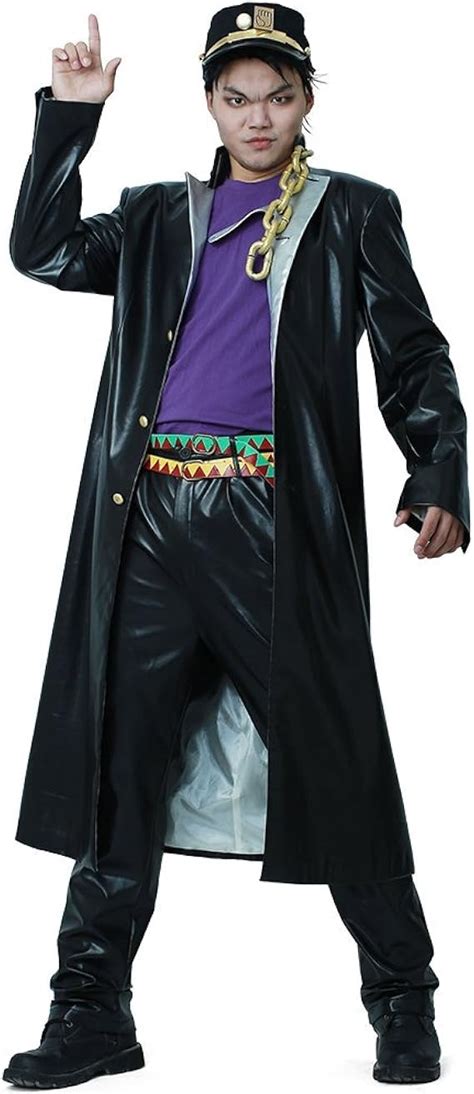 Amazon.com: miccostumes Men's Jotaro Kujo PU Leather Cosplay Costume ...