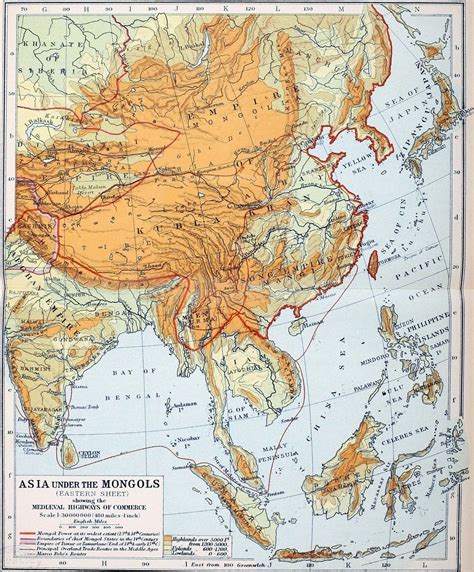 Map of Asia under the Mongols (eastern), 13th and 14th century India World Map, Asia Map, Map ...