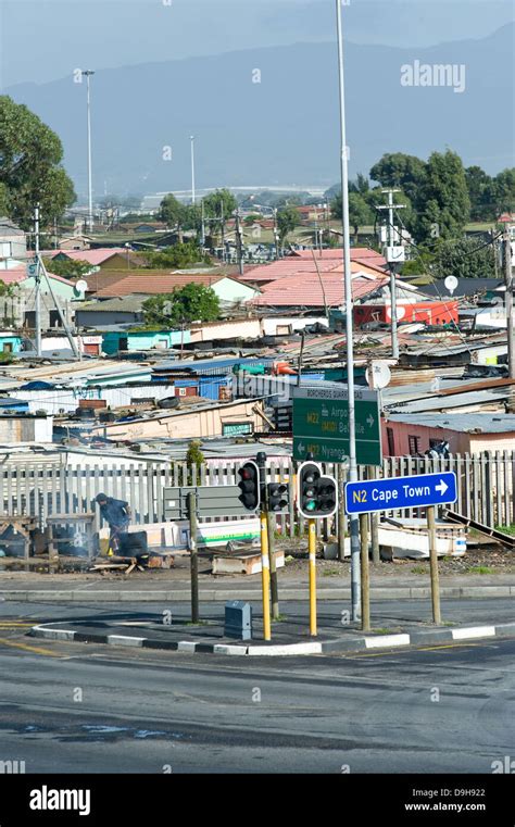 Township in Gugulethu area along N2 highway, Cape Town, South Africa Stock Photo - Alamy