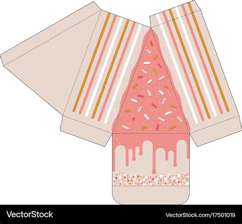 Cake slice box cutout template favor box Vector Image