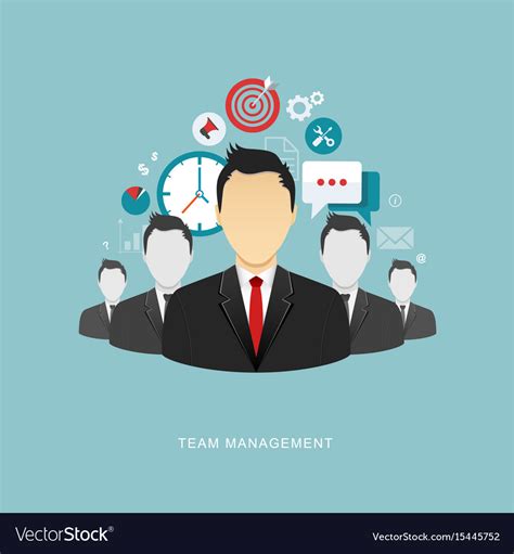 Team management flat Royalty Free Vector Image