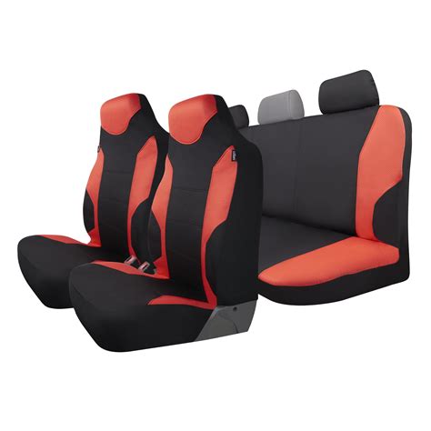 Custom Accessories 3-Piece Black-Red Sports 1500 Front and Rear car Truck, SUV Seat Covers, Full ...