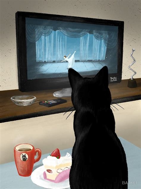 "Watching TV" by BATKEI | Redbubble @redbubble #redbubble #cat #猫 #cats ...