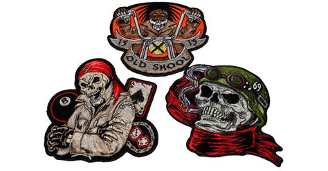 Set of 3 Biker Skull Patches by Ivamis Patches