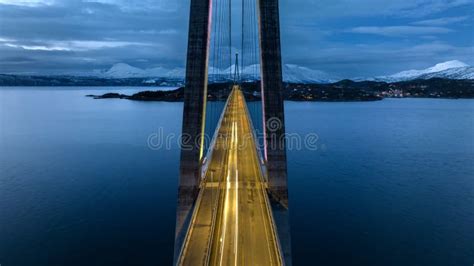 Stunning View of the Russky Bridge Illuminated by Night Lights ...