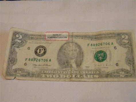 1995 Misprinted (2) Two Dollar Bill - Circulated