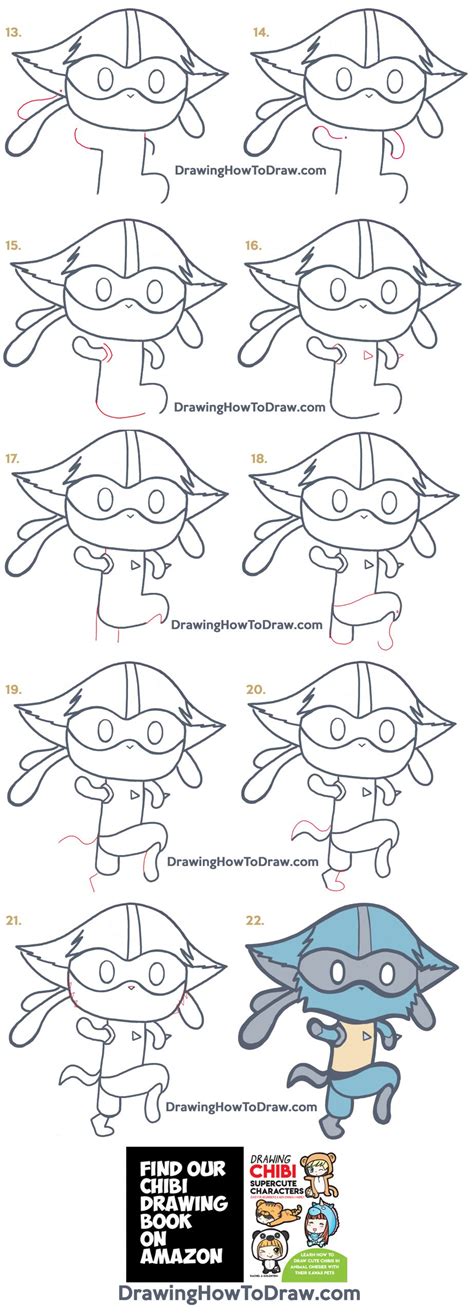 How to Draw a Cute Lucario (Kawaii / Chibi) from Pokemon with Easy Step ...