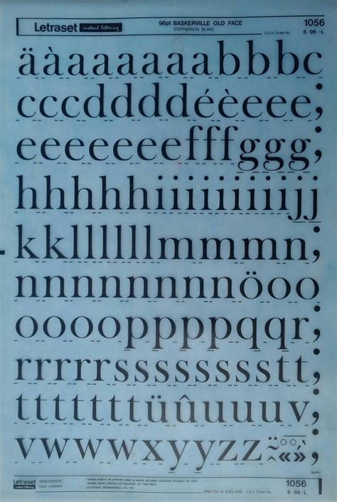 BASKERVILLE OLD FACE Letraset Vintage Rub on Letter/number - Etsy