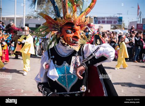 La Tirana, Chile, July, 2017: Group of masked dancers during La Tirana festivities Stock Photo ...