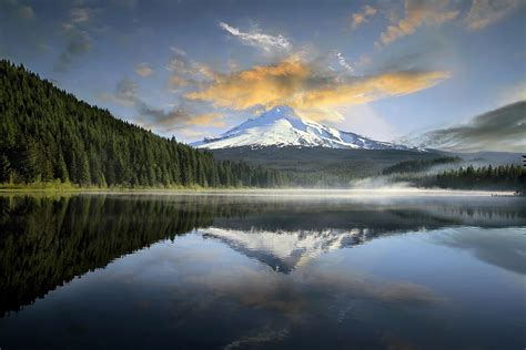 Sunrise At Trillium Lake With Mount Hood Photograph by David Gn Photography - Pixels