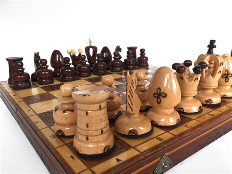 Large Vintage Kings Chess Set | Handmade | Hand Carved | Wooden chess ...