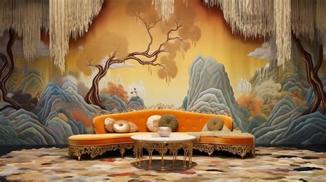 Premium Photo | Design interior home living room wall digital painting cartoon