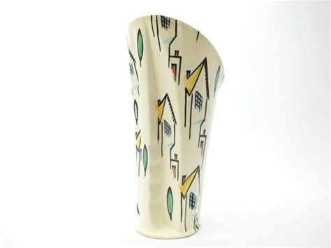 Beswick Pottery Vase Houses decor Hand Painted ALBERT HALLAM 1950s ...