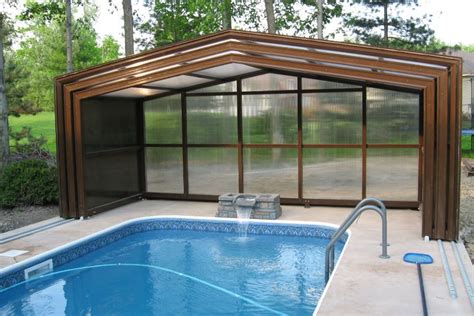 AquaSun Retractable Pool Enclosures for Residential/Commercial - Stoett Indoor Pool House, Small ...